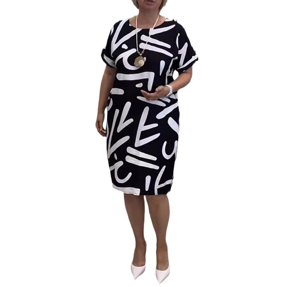 Fashionable Womens Loose Fit V Neck Short Sleeve Dress Floral Print Autumn Collection Wholesale Available