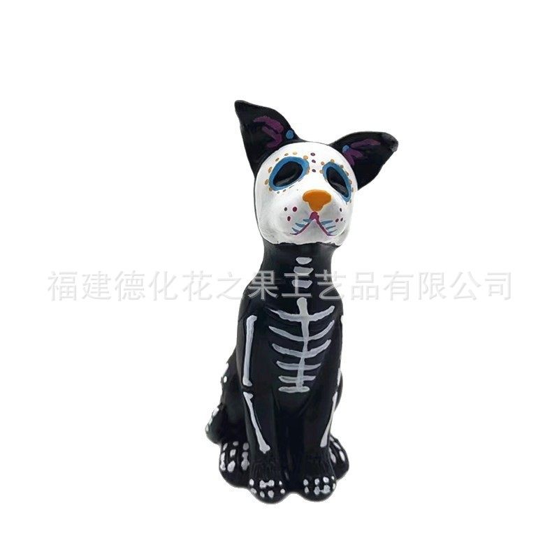 Cross-Border Direct Sales Halloween Resin Crafts Halloween Decorations Cute Little Flowers Cat and Dog Ornaments Death Festival Gifts