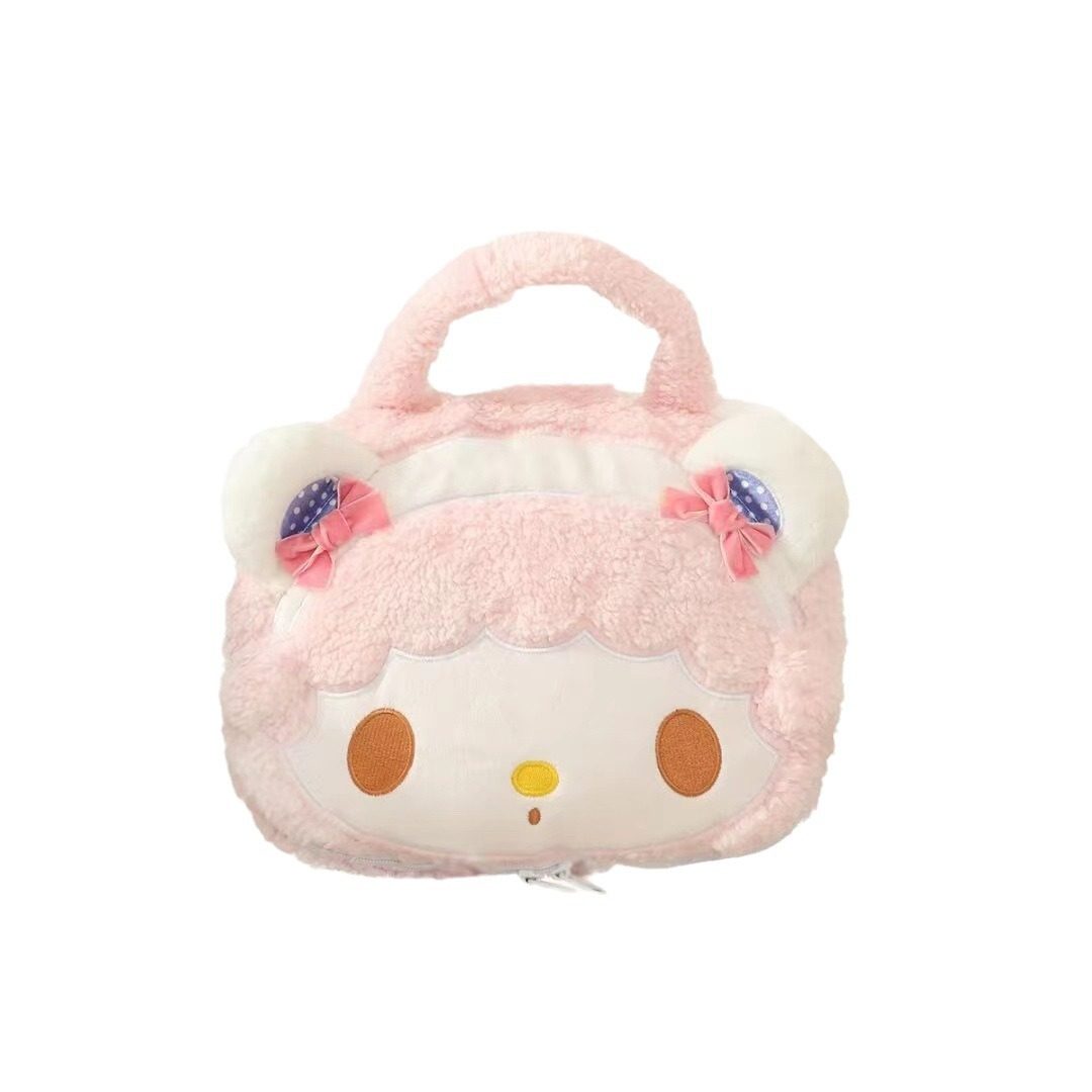 Cartoon Cute Lamb Merlot Handbag Pillow Blanket 2-in -1 Girl's Portable Nap Air-conditioning Blanket