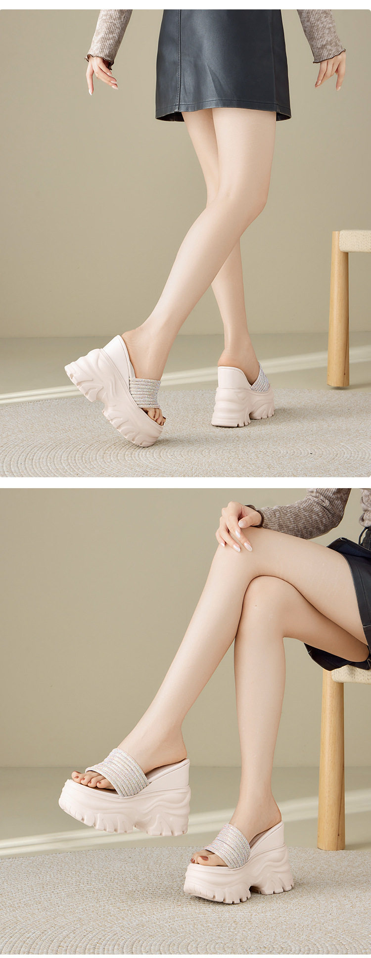 Dép sandal xỏ ngón nữ đế bệt mềm mại mùa hè — [Trắng kem], [Đen] chi tiết 6