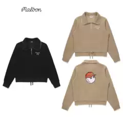 South Korea's Malbon Golf Clothing Women's 25 Autumn and Winter Corduroy Warm Half-Zip Lapel Sweatshirt Jacket
