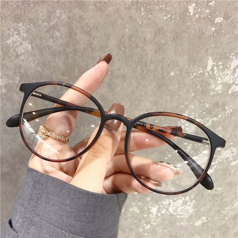 49 Ultra-Light 6814 Trendy Versatile Brown Tr90 Eyeglass Frames for Women with Prescription, Blue Light Blocking, Transparent Glasses