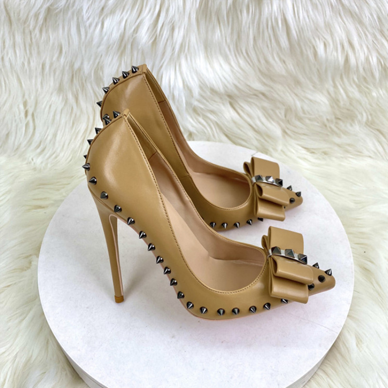 Giày Cao Gót Nữ Thắt Nơ Bướm Mũi Nhọn Gót Nhọn