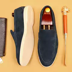 [Free Shipping] Sheepskin Leather Shoes for Men, Genuine Leather, Soft Surface, Soft Sole, Wear-Resistant, Slip-On Business Casual Loafers