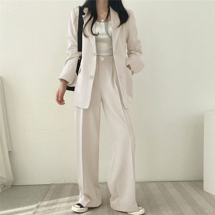 Chic Korean Style Blazer Set Elegant Mid Length Design Youthful Vibes Bright Colors Perfect for Spring and Autumn