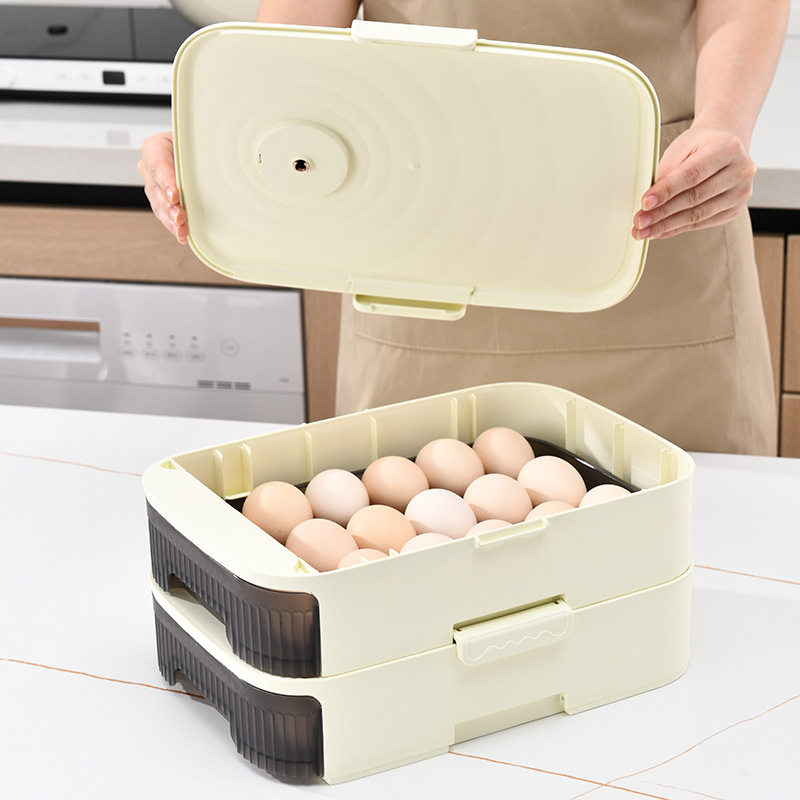 Refrigerator egg storage box drawer-type automatic rolling food grade household kitchen preservation storage and finishing artifact