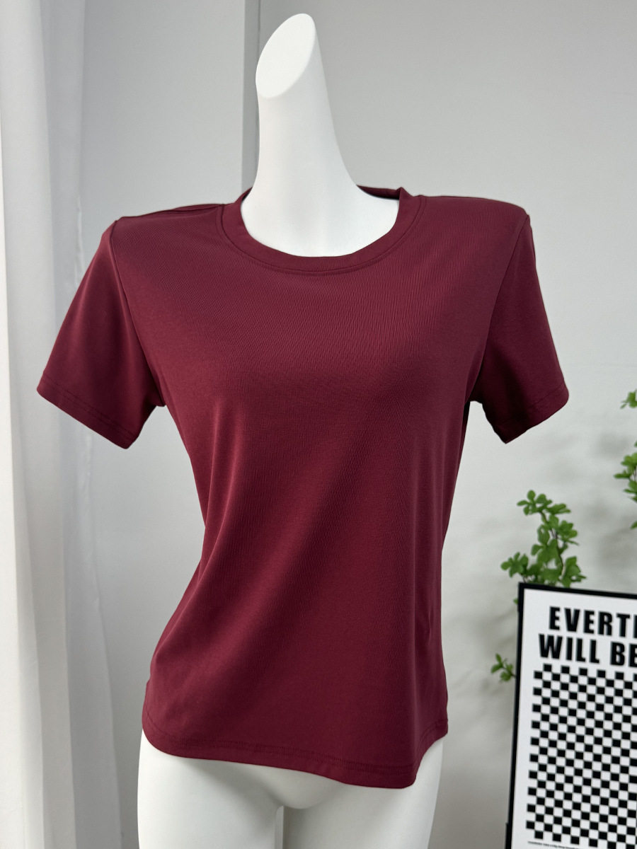 Womens Basic Solid Color T Shirt Slim Fit Short Sleeve Comfortable Fabric Casual Spring Summer Wear Wholesale