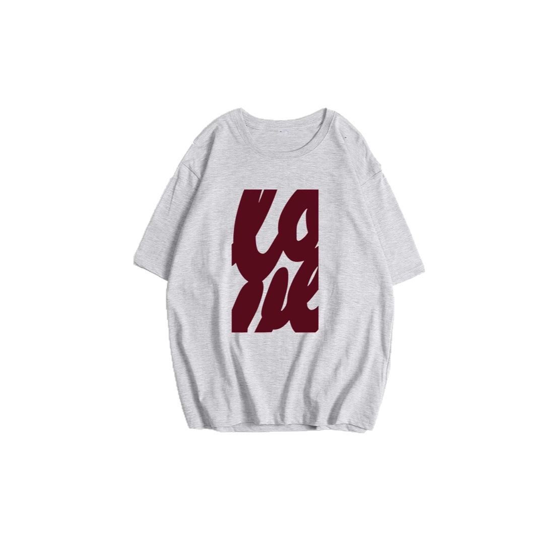 Womens Casual Loose Fit Cotton T Shirt Summer Short Sleeve Round Neck Simple Letter Print Versatile Everyday Wear