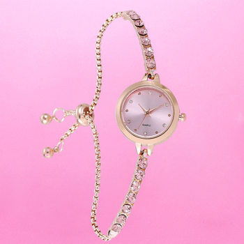 Foreign Trade Free Pull-out Women's Large Diamond Bracelet Women's Watch Fashionable Colorfulful Exquisite Diamond Dial Quartz Watch