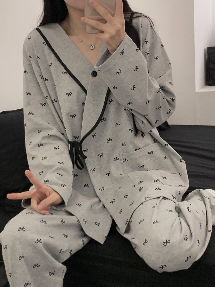 Spring and Autumn Kimono Ice Porcelain Cotton Maternity Prenatal Nursing Postpartum Sleepwear Cardigan Maternity Set for Going Out