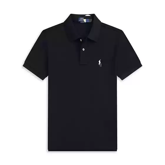 Foreign Trade Paul Logo Polo Shirt Summer Men's Lapel Large Size Loose Pure Color Polyester Embroidered Short-Sleeved T-Shirt