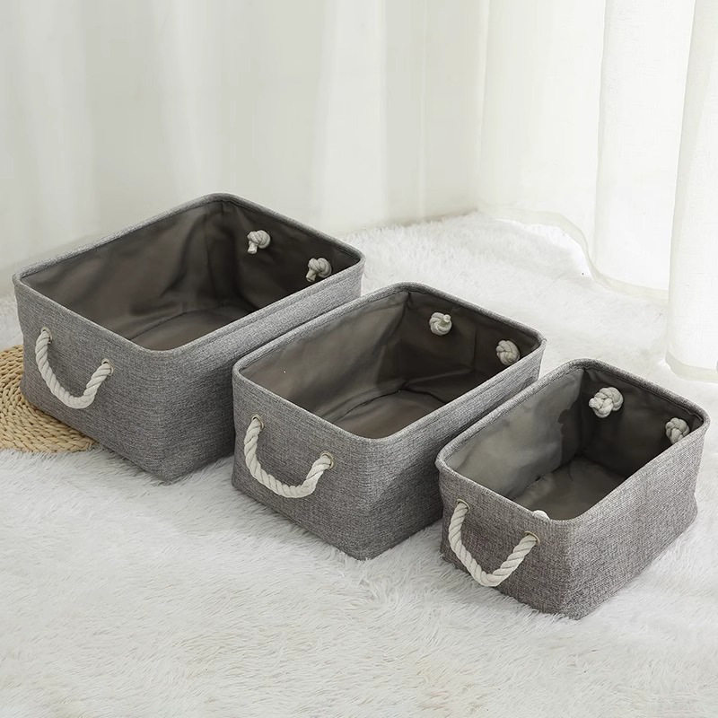 Foldable Linen Storage Basket Fabric Large-Capacity Cosmetics Sundry Storage Box Dirty Clothes Basket Dust-Proof Storage