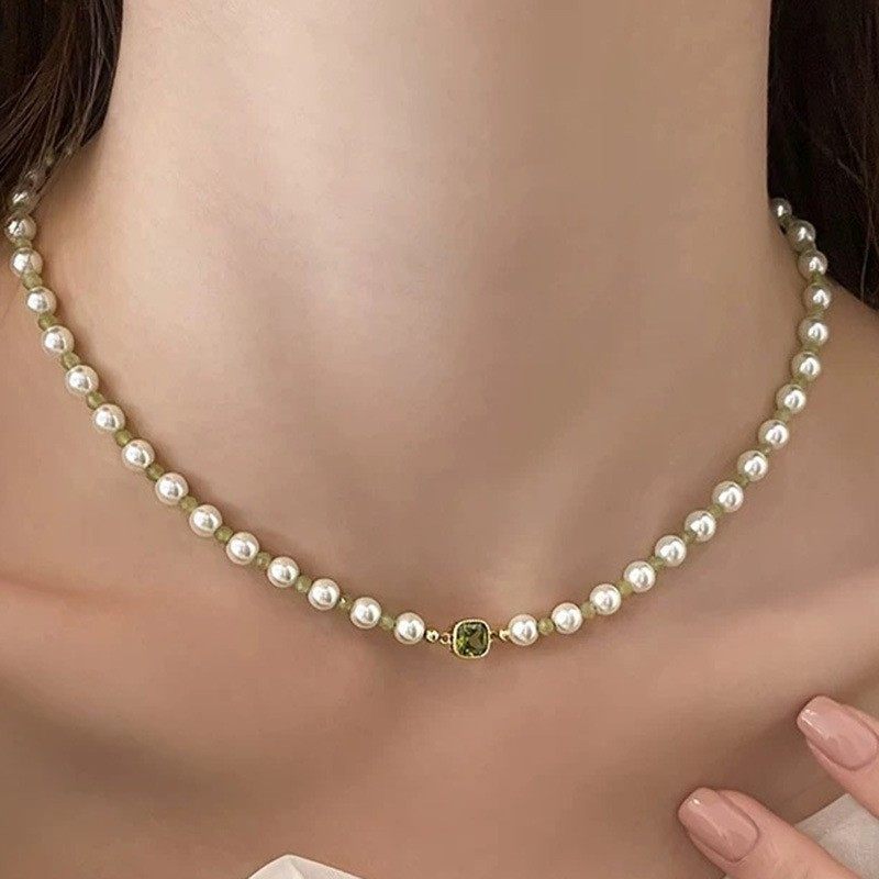 Shijia Pearl Necklace Women's Niche Light Luxury Design High-end Fashion Elegant Clavicle Chain Necklace Chain Woolen Chain Bead Chain