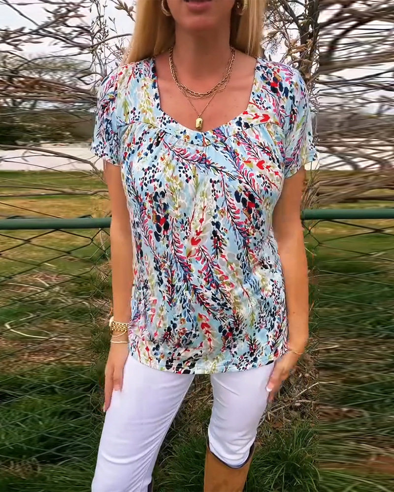 Womens Loose Fit Floral Print T Shirt Short Sleeve Round Neck Versatile Style Summer Collection Wholesale Available