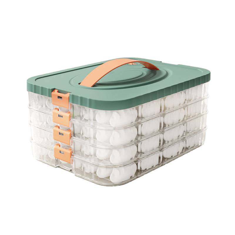 Large-Capacity Dumpling Box Multi-Layer Food Sealed Crisper Kitchen Refrigerator Organization Quick-Frozen Storage Box with Lid New Style