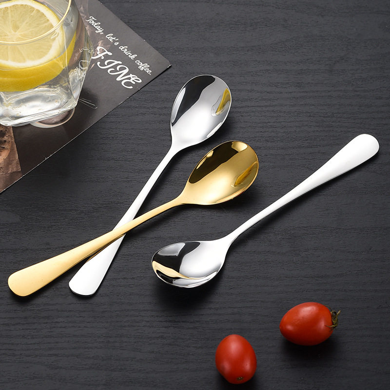 304 stainless steel children's feeding spoon eating spoon water drop round spoon bird's nest fish glue spoon laser LOGO