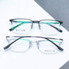New men's steel leather business titanium magnetic glasses frame eyebrow half frame brushed myopia glasses frame alloy myopia city