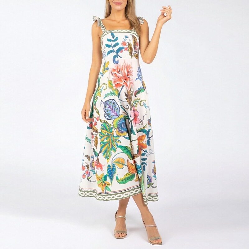 Casual Tie Front Dress Fashionable Floral Print Spring Summer Wear for Women Wholesale Available