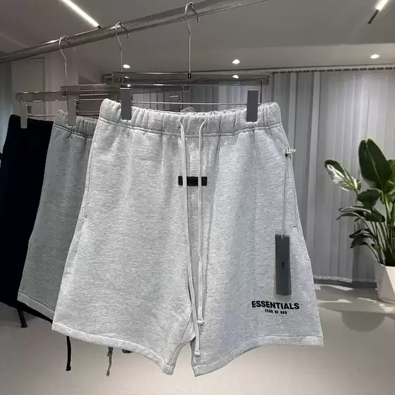 2023 Summer new FOG season 8 ESSENTIALS double thread flocking letters High Street Men's five shorts