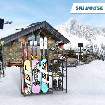 Cross-Border New Model Freestanding Ski Rack Floor-Standing Garage Basement Helmet Rack Ski Storage Rack