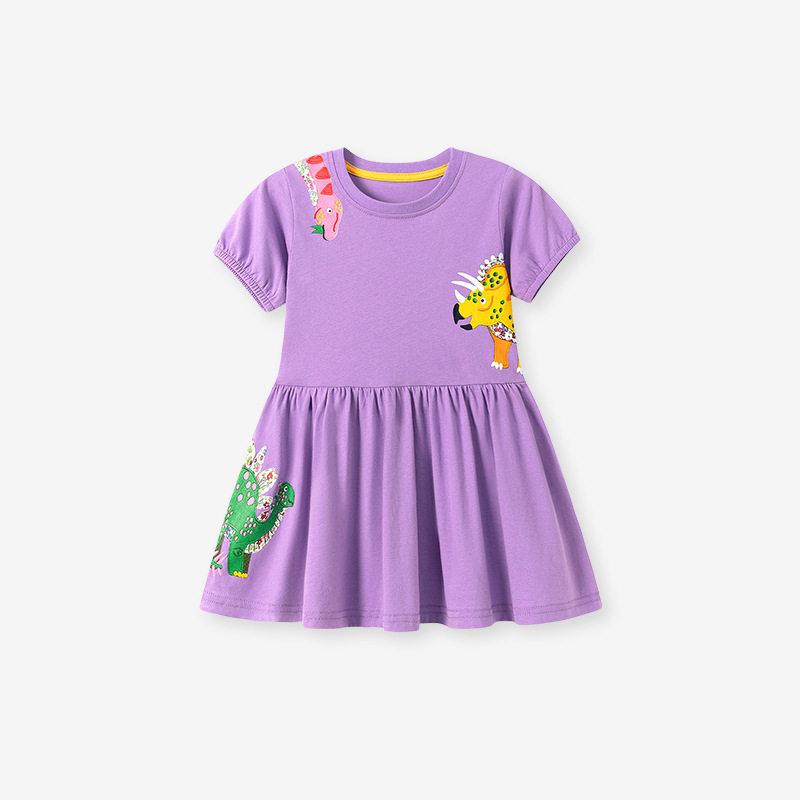 New Summer Girls' Short-Sleeve Dress, Cartoon Kids' Dress, Baby Dress