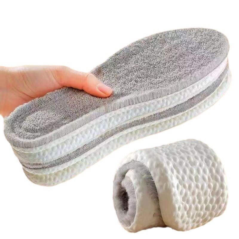 Sports Warm Insoles with Fleece Lining, Thickened for Winter, Constant Temperature, Unisex, with a Soft, Cushioned Feel, Sweat-Absorbent, Odor-Resistant, Made of Lamb Fleece, Full Coverage