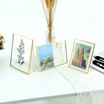 European-style Retro Glass Photo Frame Display Card Table Sign Feather Plant Specimen Clip Wedding Photo Decoration Photo Frame Set Table