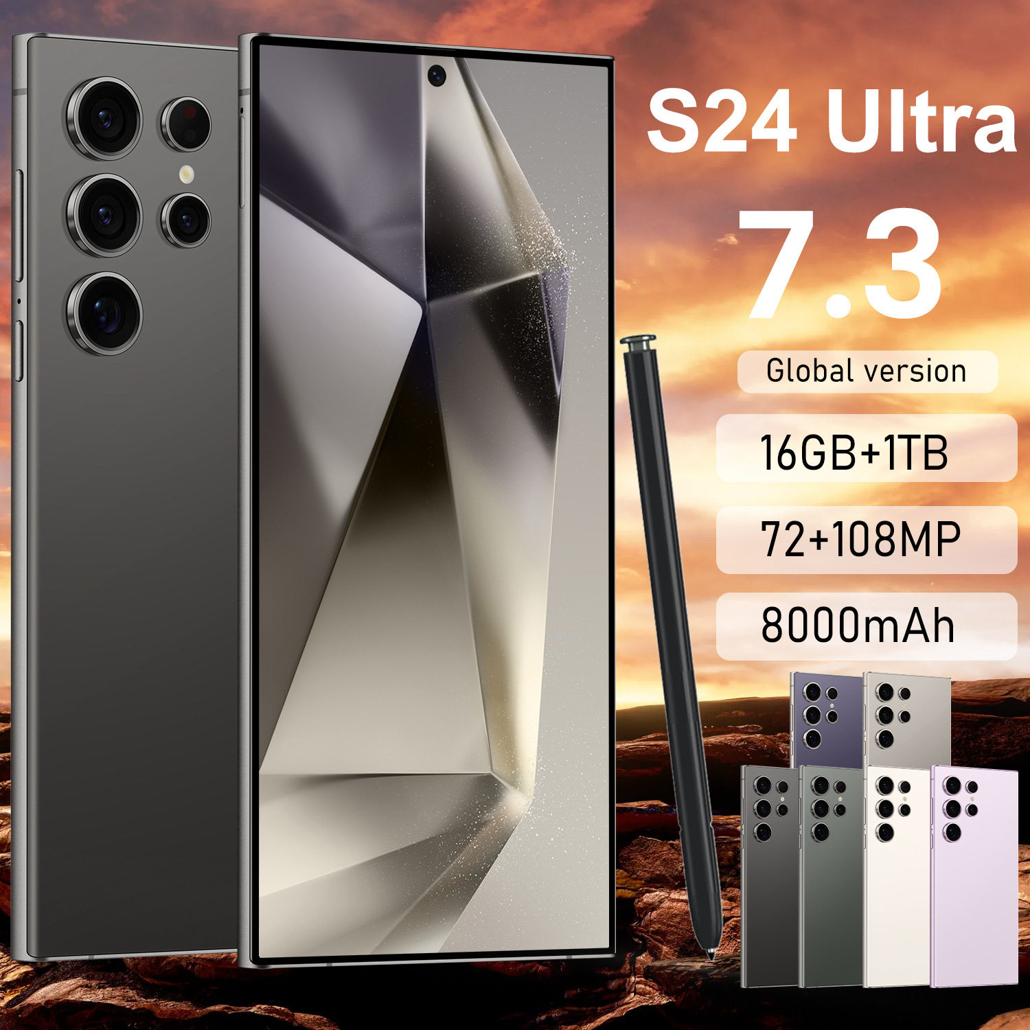 跨境智能手机S24 Ultra+真穿孔7.3大屏16+1T源头厂家直营(劲爆款)