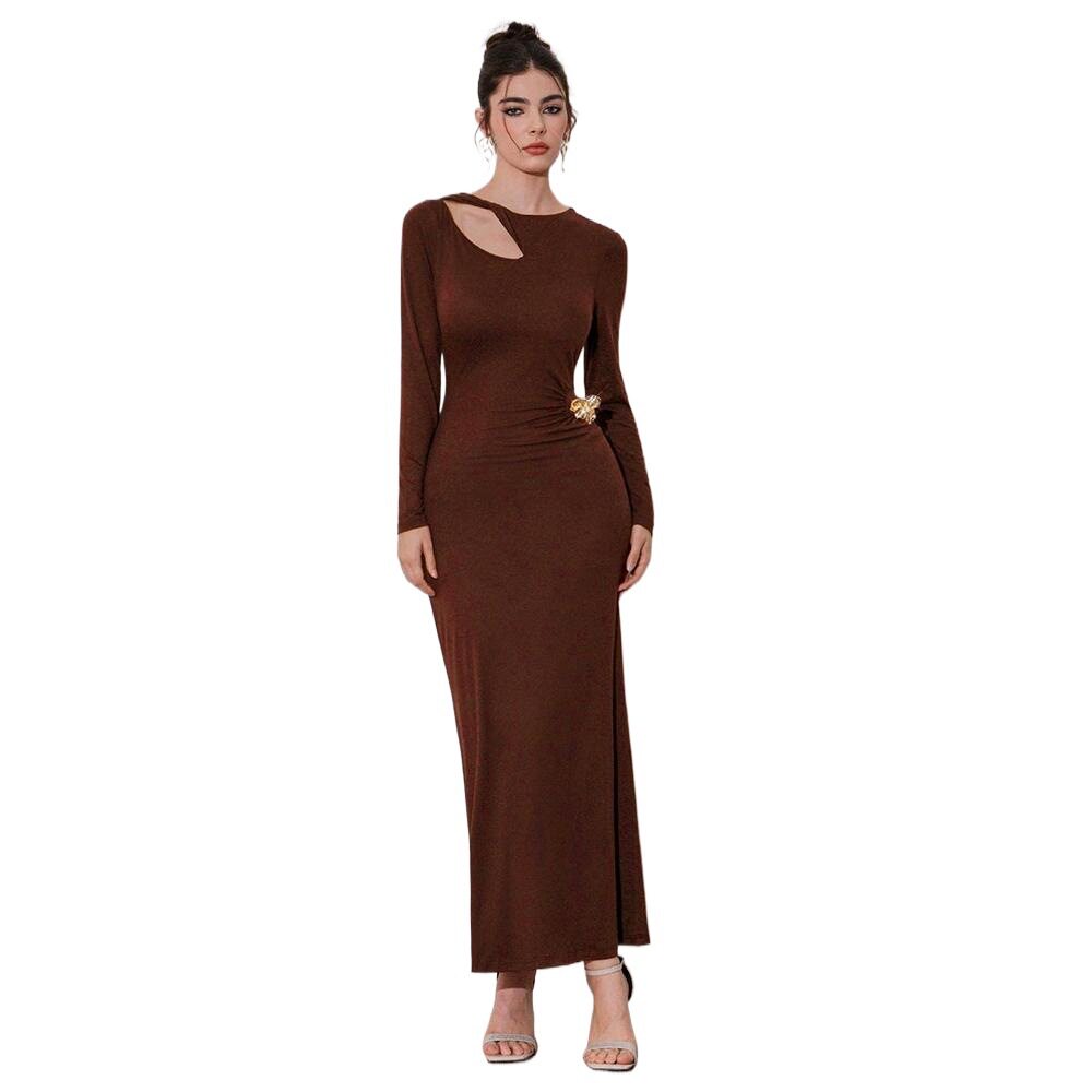 Vintage Inspired Hollow Out Long Sleeve Dress Slim Fit Elegant Design Spring Summer Occasion Wholesale Available