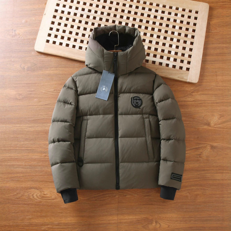 High Version E+ Versatile Hooded down Jacket for Men and Women, Embroidered Logo Thickeneded Waterproof Hooded Jacket for Men and Women