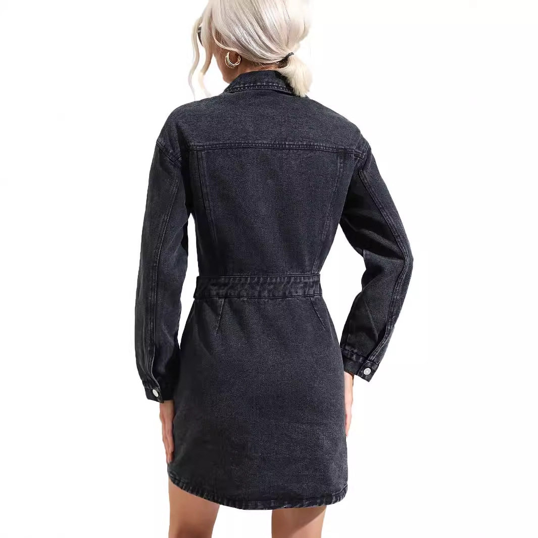 Elegant Denim Dress Trendy Style Chic Fit Versatile for Casual or Formal Occasions Wholesale Available