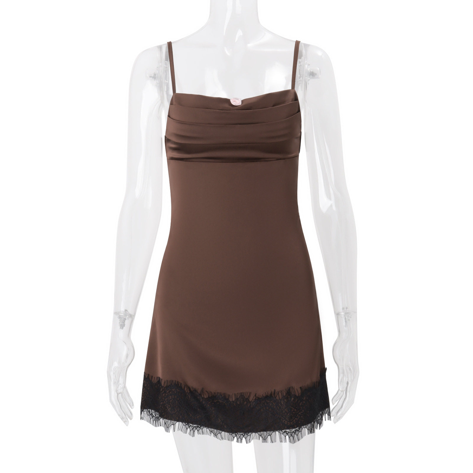 Summer Satin Lace Trim Cami Dress Sexy Backless Design Elegant Evening Wear Wholesale Available
