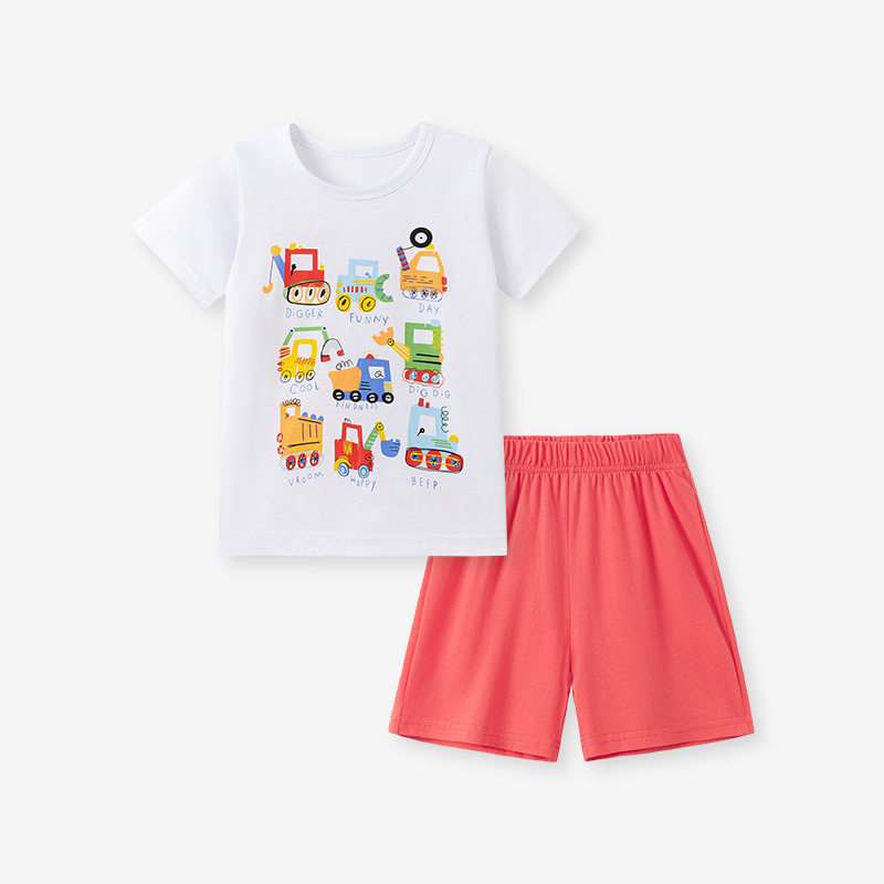 Source Factory Kids' Cotton Set, Summer T-shirt & Shorts Boys' 2-piece Outfit, [Style] Kids' Set
