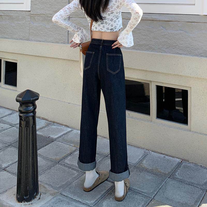 High Waisted Straight Leg Jeans for Women Light Wash Loose Fit Trendy Design Spring and Autumn Wear Wholesale