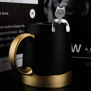 Cross-border 304 stainless steel high-value spoon coffee spoon ins cute hanging Cup cat spoon dessert ice cream ice cream spoon