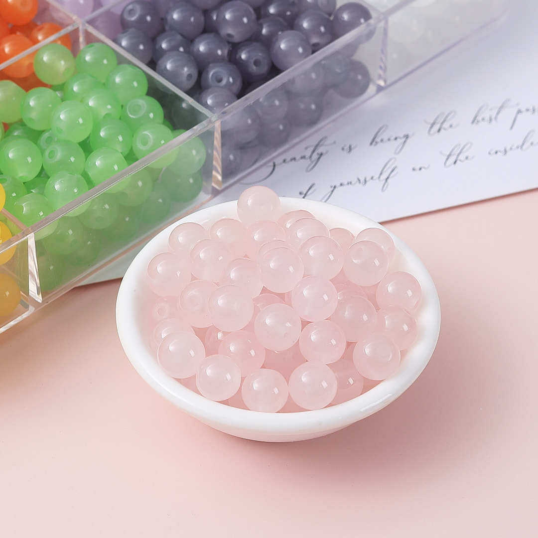 玻璃仿玉圆珠纯色散珠手工diy玉髓手链项链散珠子琉璃珠饰品配件