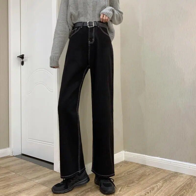 High Waisted Womens Jeans Korean Style Loose Fit Straight Leg Casual Comfortable Wholesale Available