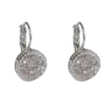 No. 26 silver - ice flower cut zircon round earrings (thick real gold plating)
