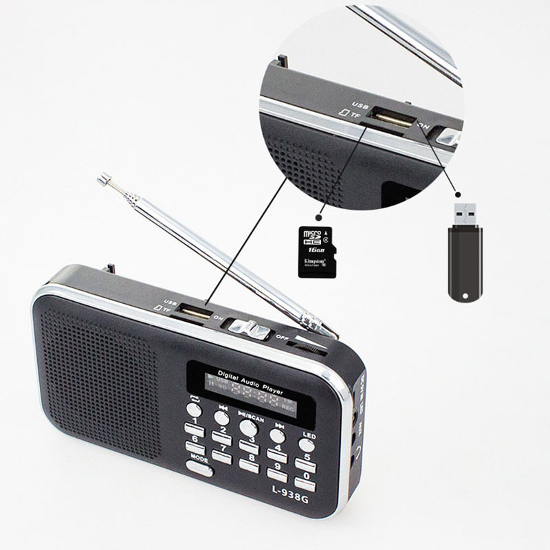 Card speaker L-938G Pocket FM radio for the elderly mini portable listening machine with flashlight