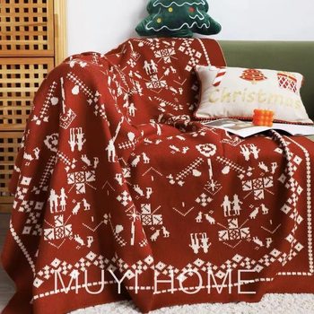 New Year Red Christmas Decoration Blanket Winter Thickened Living Room Sofa Blanket Cover Blanket Blanket Knitted Blanket Bed End Towel