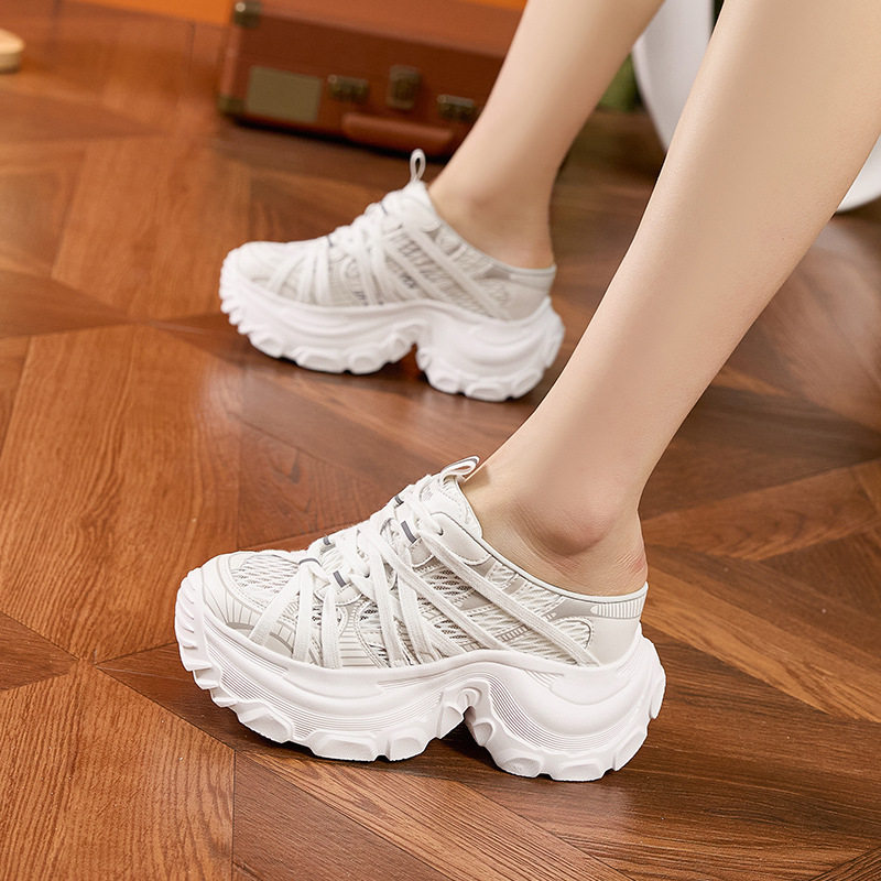Sandal nữ cao gót hở mũi quai ngang đế dày thoáng khí — Xám, Len nguyên chất