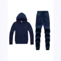 Navy blue red mouth suit