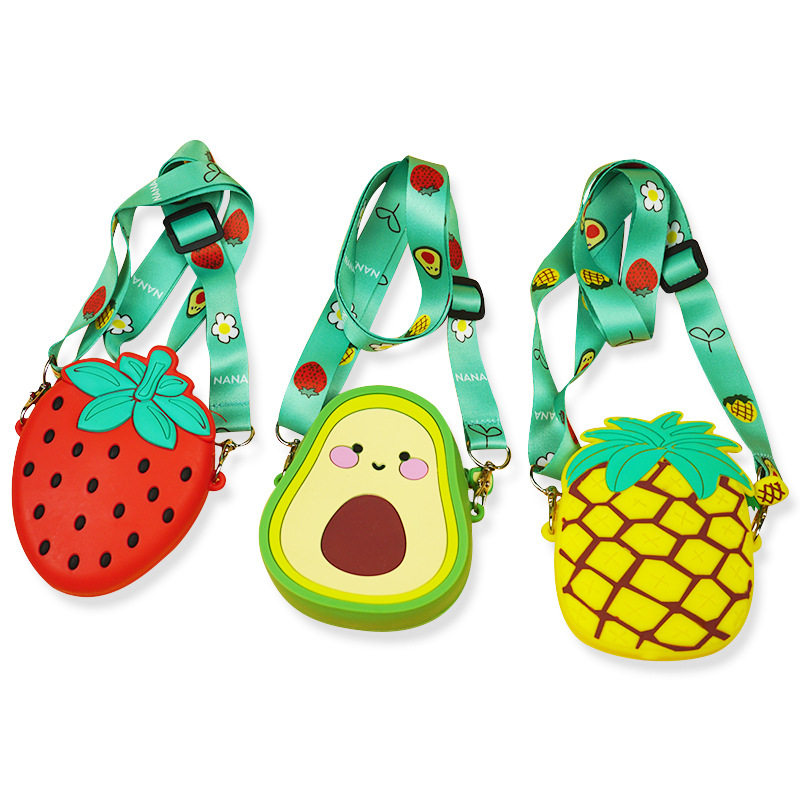 Silicone Avocado Crossbody Bag Coin Purse Baby Children Parent-Child Shoulder Bag Fruit Mini Crossbody Bag