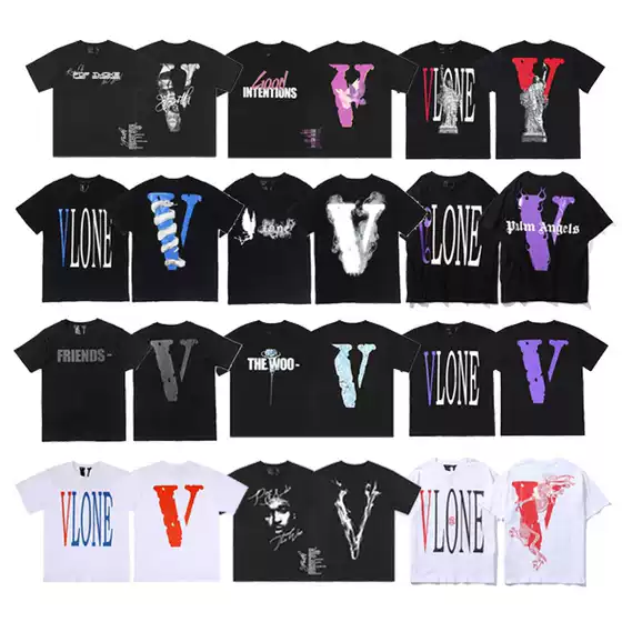 Vlone Fog Short-Sleeved Smoke Peace Dove 999 Rose Statue of Liberty Music Festival Young Boy Loose T-Shirt