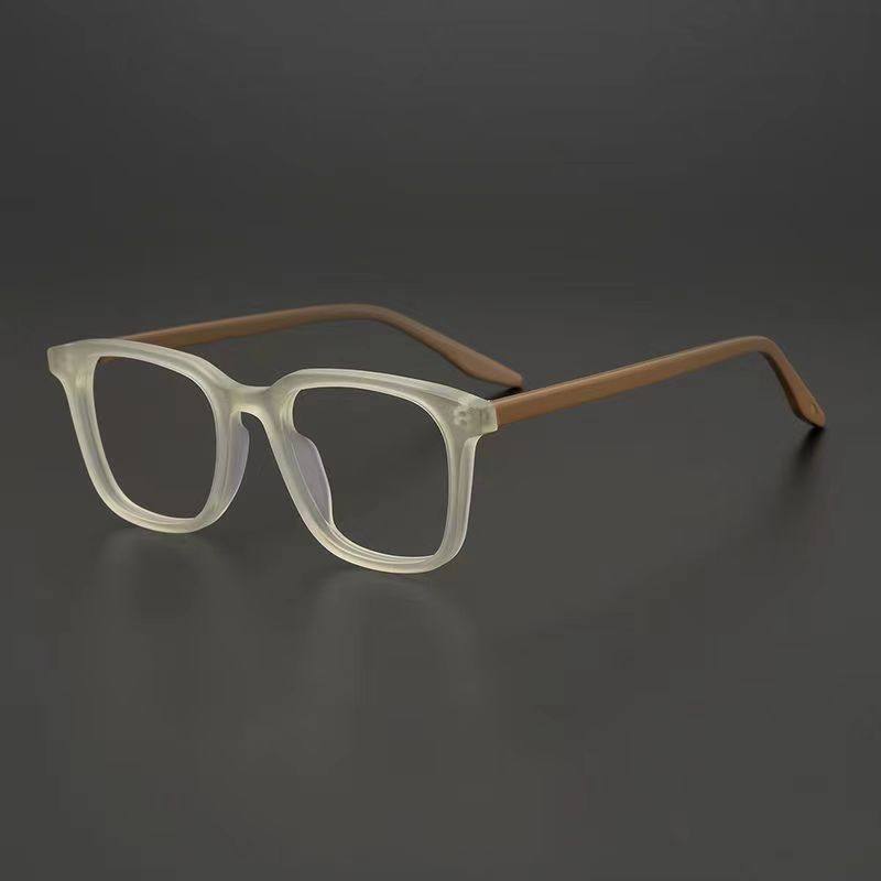 Designer Frosted Square Frame Glasses Gray Green Literary Style Retro Myopia Glasses Trendy Men's Glasses Frame High Street Fog