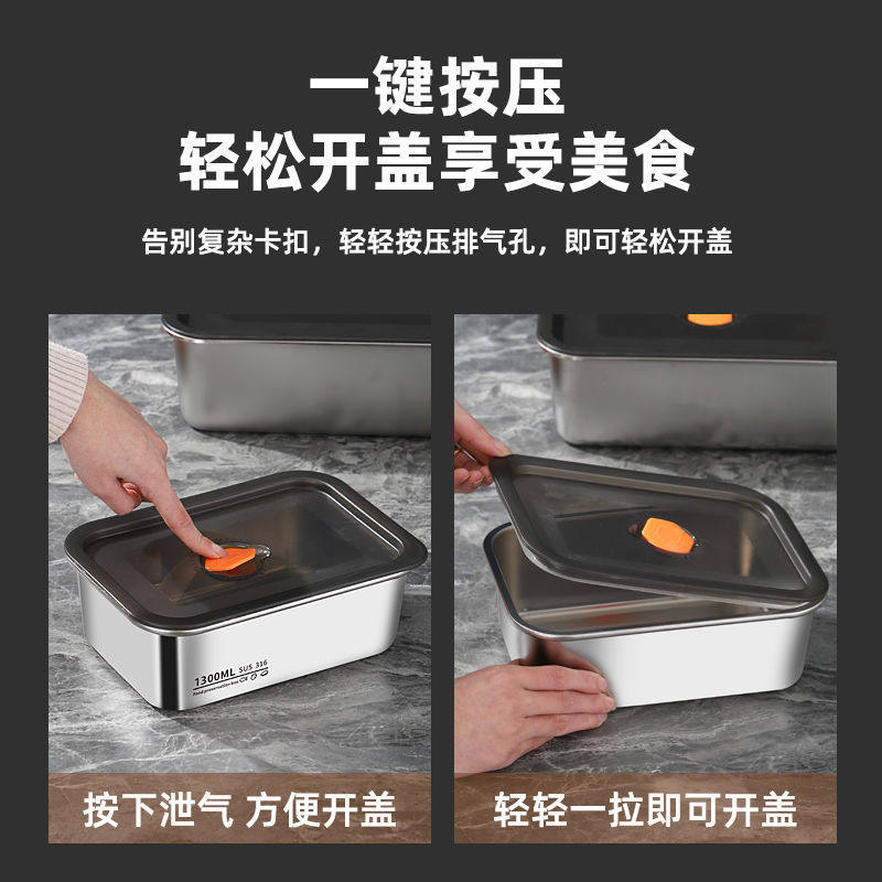 Oaqwge Large Capacity 316 Stainless Steel Crisper with Lid Lunch Box Refrigerator Storage Box Oven Commercial Stall