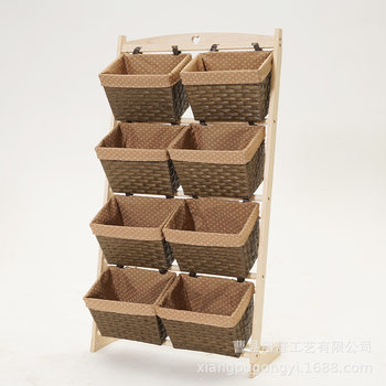 Wooden basket storage basket bookshelf floor bedside storage rack sundries rack multi-layer storage rack dirty clothes storage basket