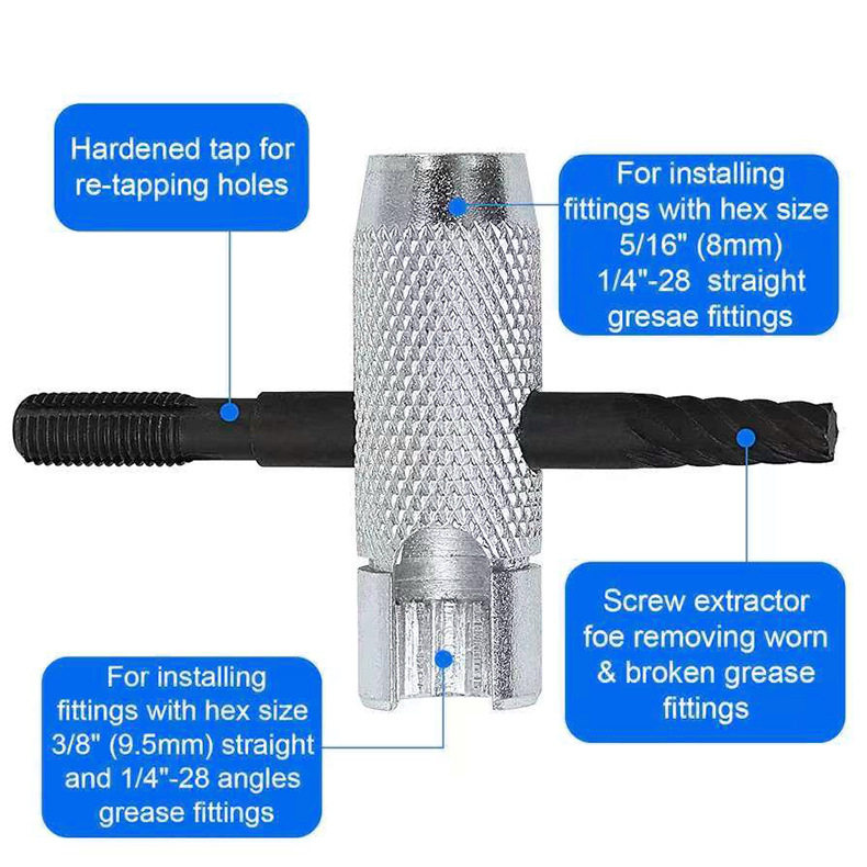 ,4 Way Zerk Grease Fittings Removal Tool Fit双用拆卸工具组套