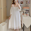 Maternity Wear Spring and Autumn Off-Shoulder Mesh Pajamas with Chest Pads Long Palace Style Sweet and Simple Home Wear 345