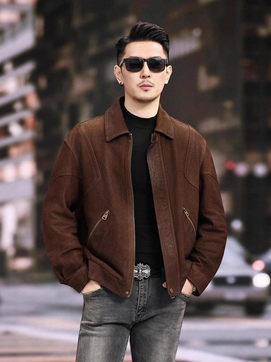 Áo Da Nam Chất Liệu Da Bò Phục Cổ Cổ Điển